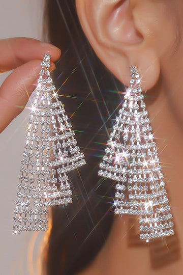 Sølv Rhinestone Dråbe Øreringe